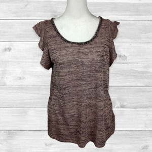 JUICY Couture Women's Heather Blush Embellished Flutter Sleeve Top Size‎ M
